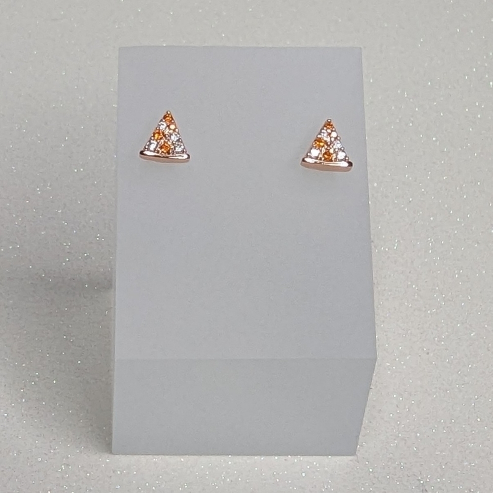 Pizza slice rose gold zircon stud earrings